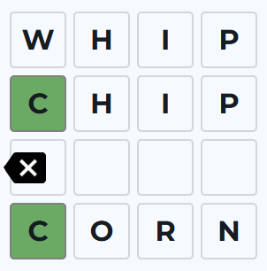 Illustration of undoing word entry using backspace