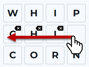 Illustration of clearing a word by swiping left