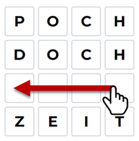 Darstellung der Rücknahme einer Worteingabe durch Wischen nach links