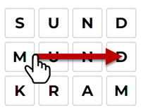 Darstellung des Speicherns eines Wortes durch Wischen nach rechts